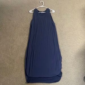Lush Dress Blue Midi Rough Hem Sleeveless